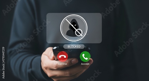 Hand Holding Smartphone with Virtual Screen Showing 