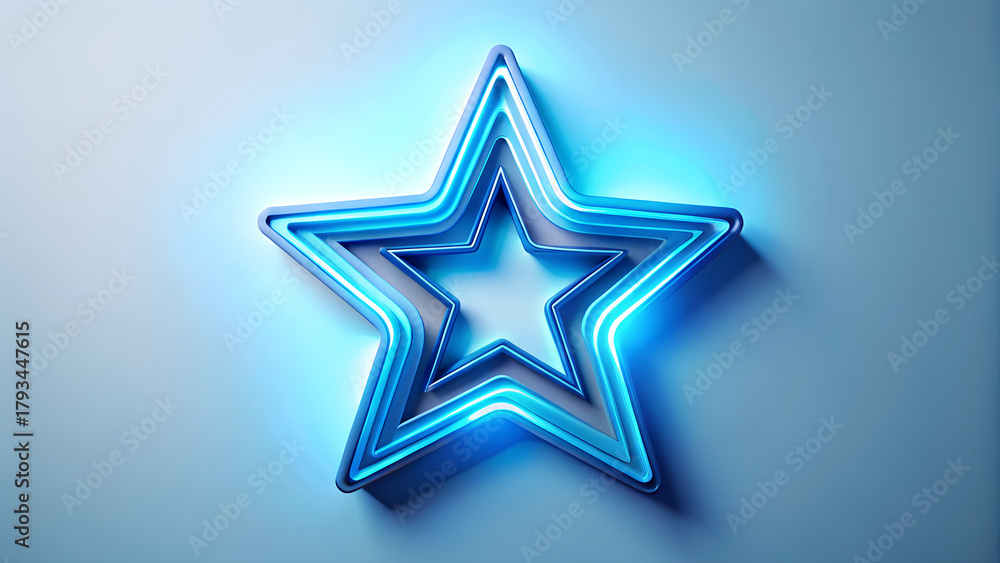 Fototapeta premium Multi-Layered Blue Glow Star – High-Resolution Radiant Light Effect on White Background