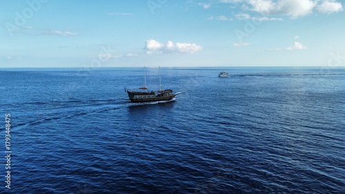 Scenic view of a ship at the ocean