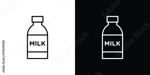Milk bottle icon concept symbol design. logo template EPS