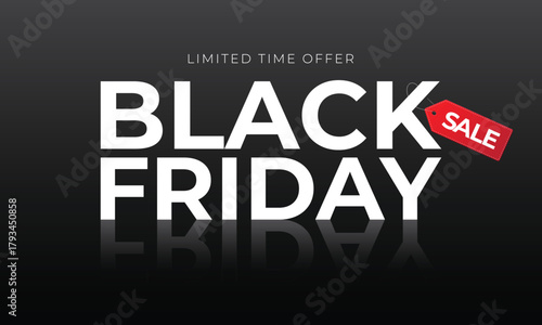 Contemporary banner for Black Friday. Typography minimal text symbol for Black Friday sale with discount offer. Design template for Black Friday sale, promotion, advertising