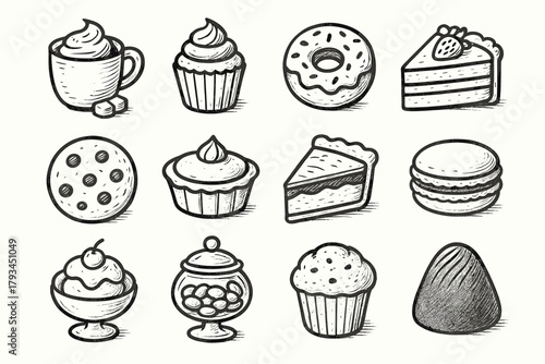 Icons ice tart pie icon vector cream cozy cake bowl dessert macaron
