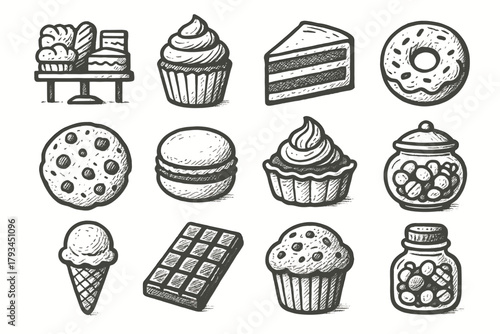 Scoop chocolate tart delight muffin icon bar vector dessert cupcake pie delights