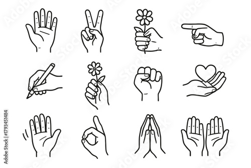 Open thumbs hand icon gesture hands holding icons palm cupped fist vector