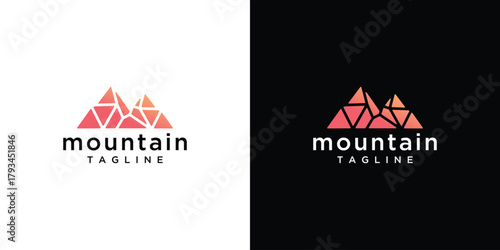 mountain logo vector icon illustration. mountain logo design template elements created with rocks forming a mountain	