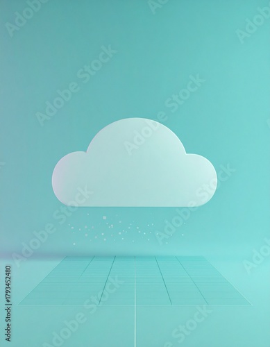Minimal Cloud Icon with Geometric Digital Particles