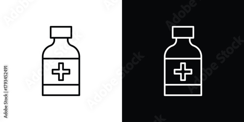 Pill bottle icon concept symbol design. logo template EPS