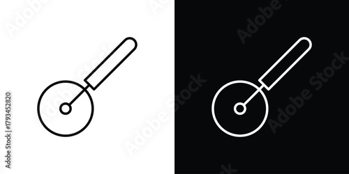 Pizza Slicer icon concept symbol design. logo template EPS