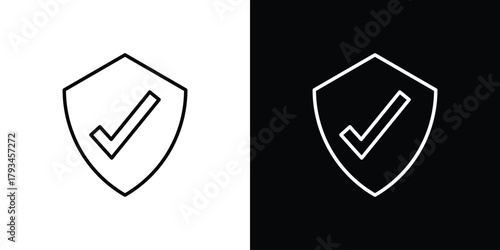 Shield check mark icon concept symbol design. logo template EPS