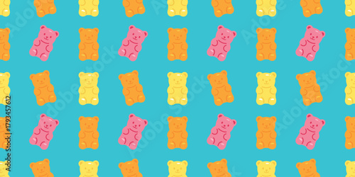 gummy bears cartoon seamless pattern for wallpaper or design element.