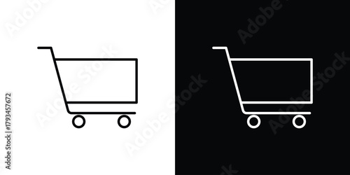Shopping trolley icon concept symbol design. logo template EPS