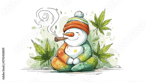 Snowman smoking joint