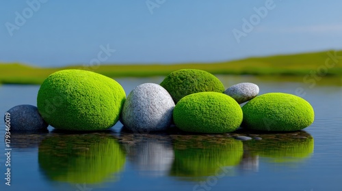 Floating smooth rocks with ...