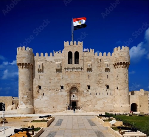 Qaitbay Citadel full view with gentle sea breeze and ambient sounds – Alexandria, Egypt