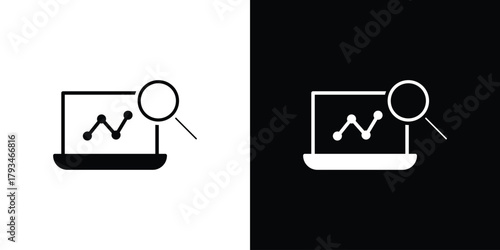 Analytics report icon solid style collection. flat style symbols