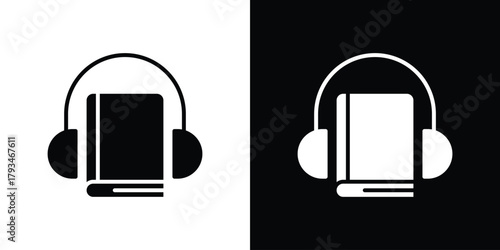 Audiobook icon solid style collection. flat style symbols