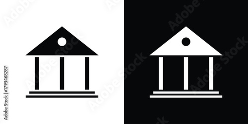 Bank icon solid style collection. flat style symbols