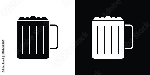 Beer mug icon solid style collection. flat style symbols