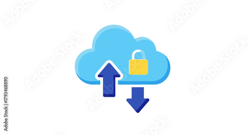 Cloud Computing Security Data Upload Download Lock Icon.