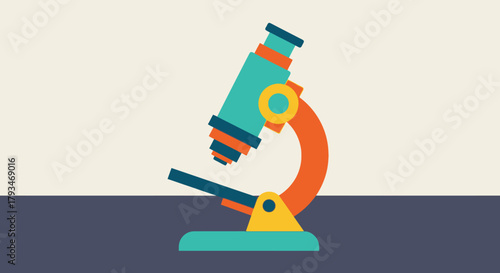 Colorful Microscope Illustration for Science and Education.