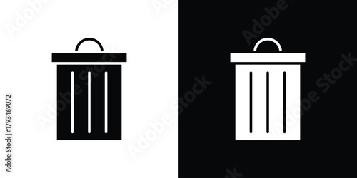 Bin icon solid style collection. flat style symbols