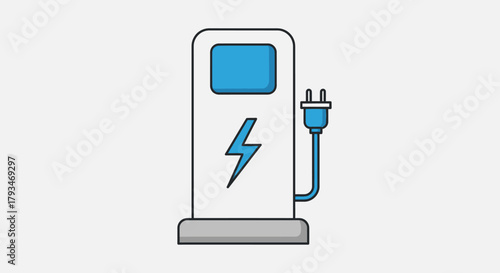 Electric Vehicle Charging Station Vector Icon Illustration.