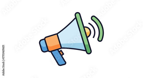 Megaphone Illustration - Announcing Important Information and Messages.