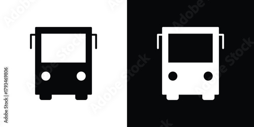 Bus icon solid style collection. flat style symbols