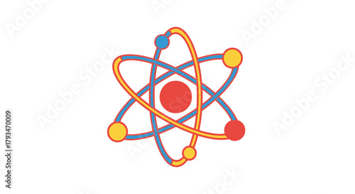 Vibrant Atom Illustration - A Colorful Representation of Science and Discovery.