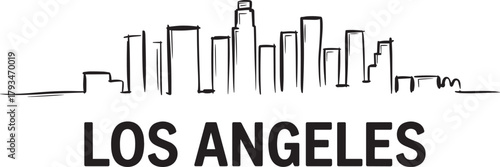 Los angeles cityscape drawing sketch illustration line art minimalist skyline contour graphics template