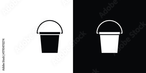 Bucket icon solid style collection. flat style symbols