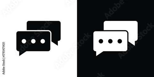 Chat bubble icon solid style collection. flat style symbols