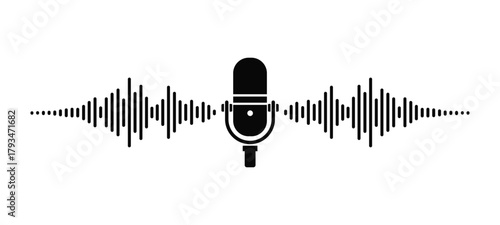 Microphone and sound wave for audio recording or podcast