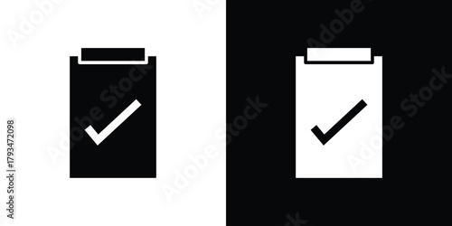 Clipboard check icon solid style collection. flat style symbols