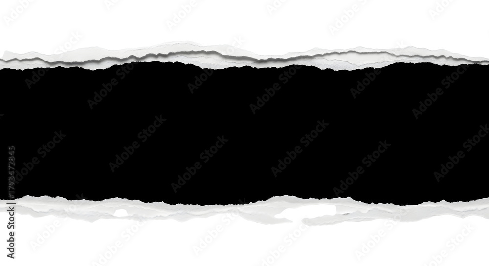 Fototapeta premium Torn paper effect with black void in the middle
