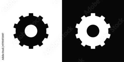 Cogwheel icon solid style collection. flat style symbols