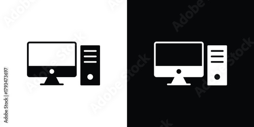 Computer icon solid style collection. flat style symbols