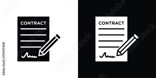 Contract icon solid style collection. flat style symbols