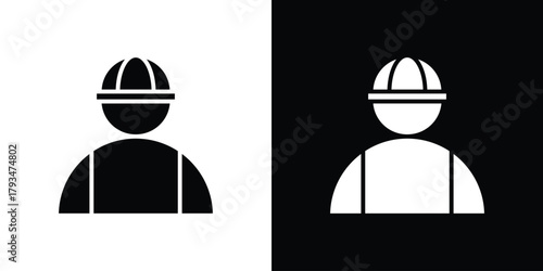 Construction worker icon solid style collection. flat style symbols