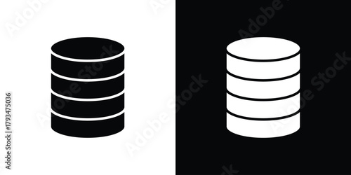 Database icon solid style collection. flat style symbols