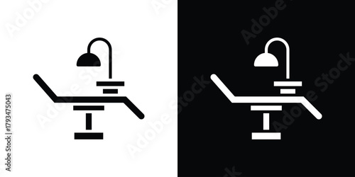 Dentist chair icon solid style collection. flat style symbols