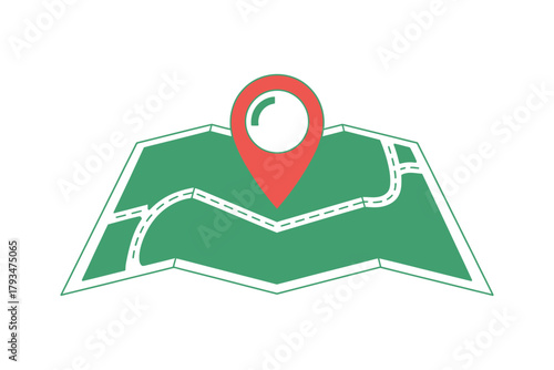 A simplified map icon with a location marker indicating a destination.