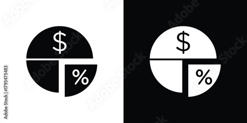 Dividend icon solid style collection. flat style symbols