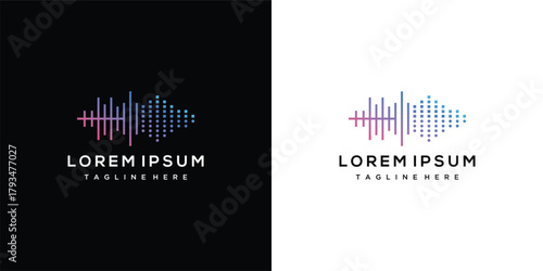 sound wave logo template, sound wave icon element, audio music symbol.	
