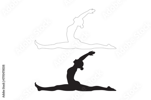 Silhouette of a gymnast performing a split and backbend