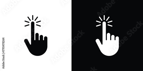 finger tap icon solid style collection. flat style symbols