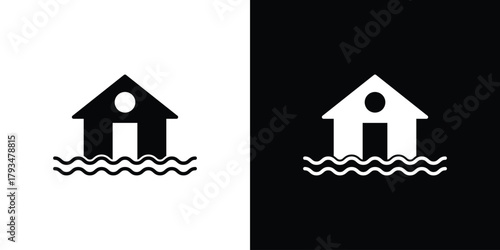 Flood icon solid style collection. flat style symbols
