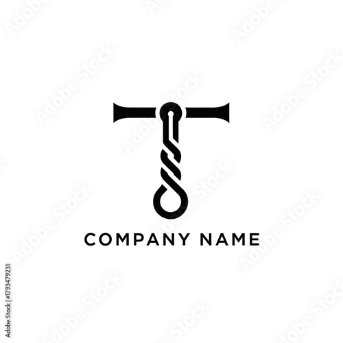 Elegant Letter T Logo Design with Rope Detail.