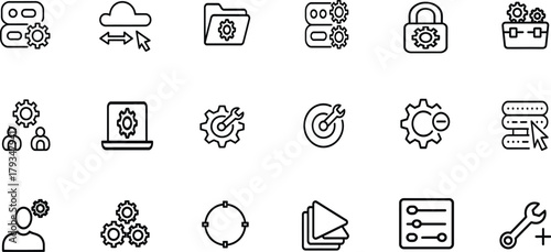 Editable Vector Icon Set of Settings and Configuration Controls – Options, Preferences, and System Management Symbols