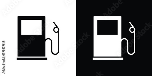 Gas station icon solid style collection. flat style symbols